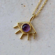 Load image into Gallery viewer, Amethyst EYE necklace in 18ct gold plated 925 silver