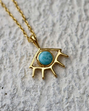 Load image into Gallery viewer, Larimar EYE necklace 925 silver 18ct gold plated