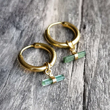 Load image into Gallery viewer, Tourmaline earrings in 925 silver 18ct gold plated