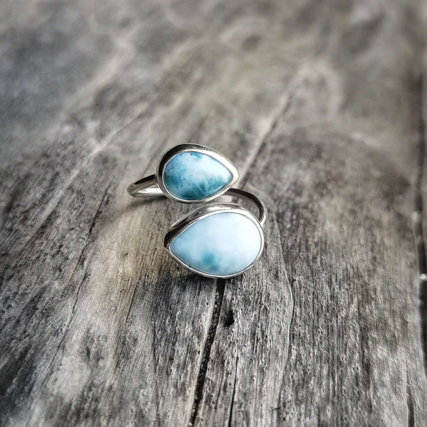 Spiral ring larimar in 925 silver