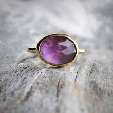 Load image into Gallery viewer, Amethyst ring 925 silver 18ct gold plated