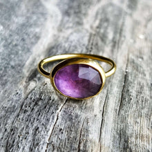 Load image into Gallery viewer, Amethyst ring 925 silver 18ct gold plated