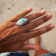Load image into Gallery viewer, Big size larimar ring in 925 silver
