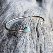 Load image into Gallery viewer, Handmade silver cuff with larimar drop