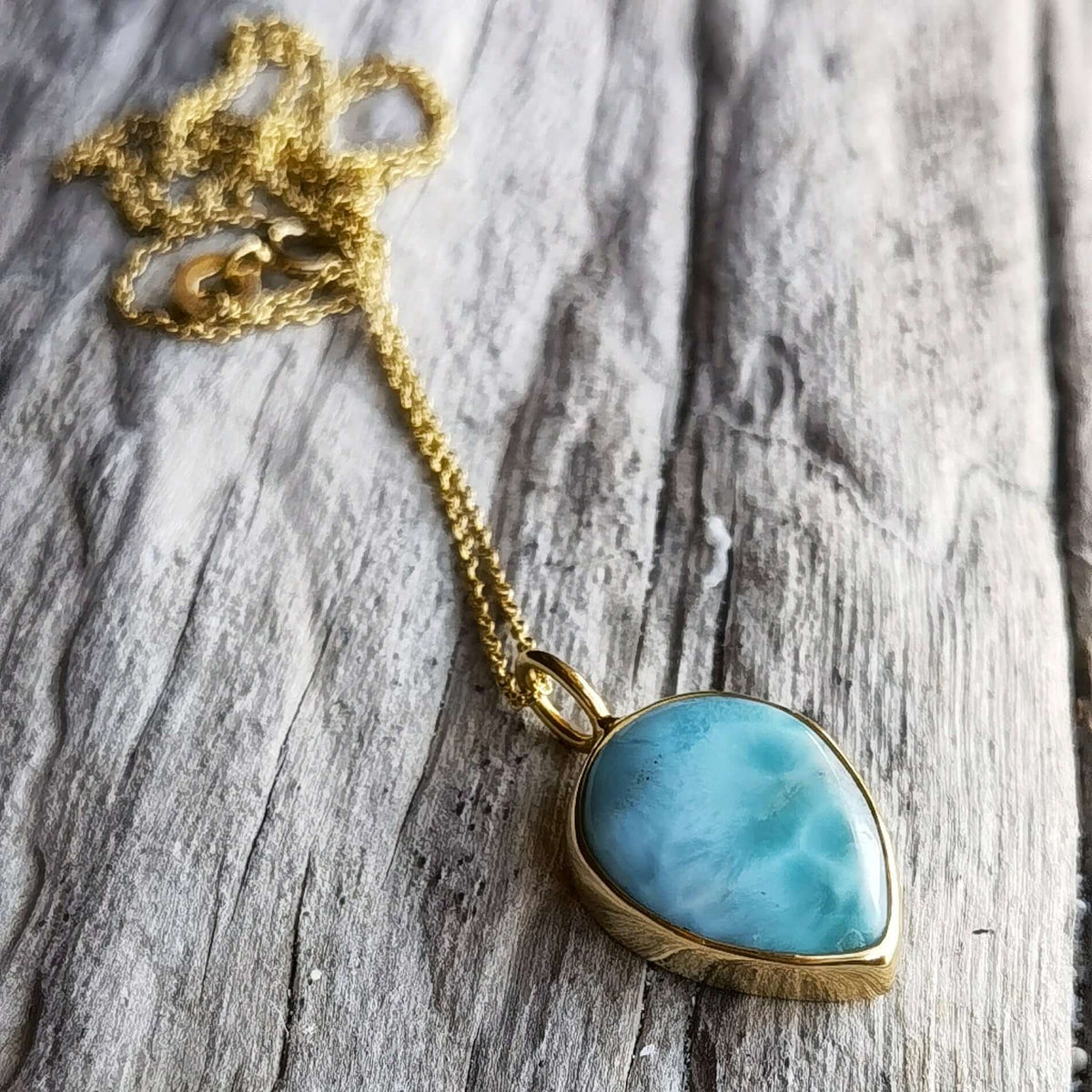 LARIMAR NECKLACE GOLD - Soulshine Gems