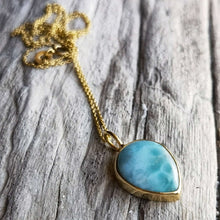 Load image into Gallery viewer, LARIMAR NECKLACE GOLD - Soulshine Gems