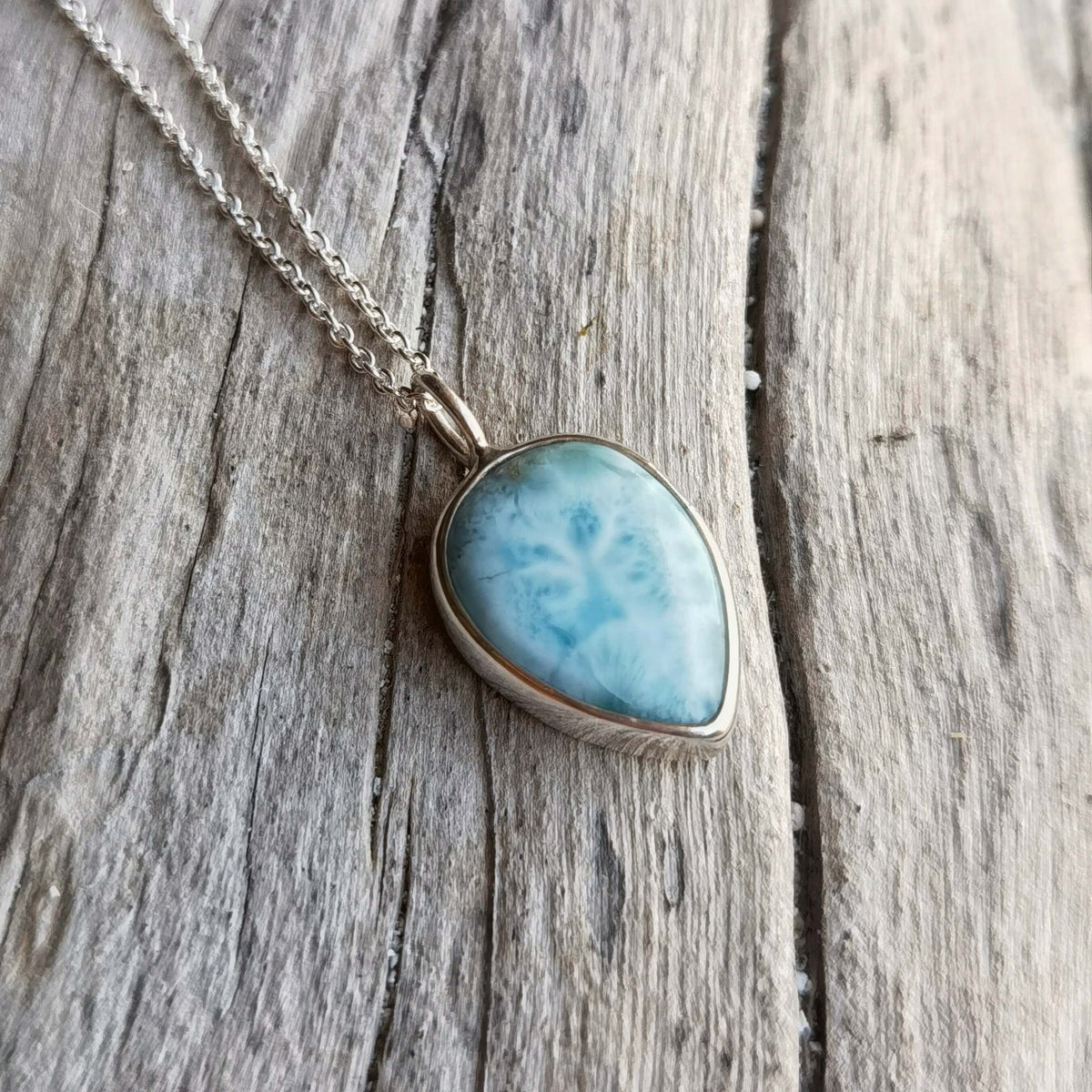Larimar drop in 925 silver necklace
