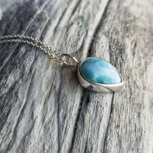 Load image into Gallery viewer, Larimar drop in 925 silver necklace