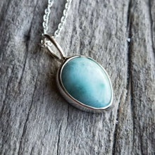 Load image into Gallery viewer, Larimar drop in 925 silver necklace