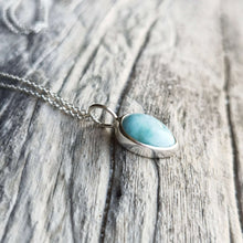 Load image into Gallery viewer, Larimar drop in 925 silver necklace
