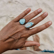 Load image into Gallery viewer, Big size larimar ring in 925 silver
