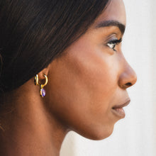 Load image into Gallery viewer, AMETHYST DROP EARRINGS GOLD