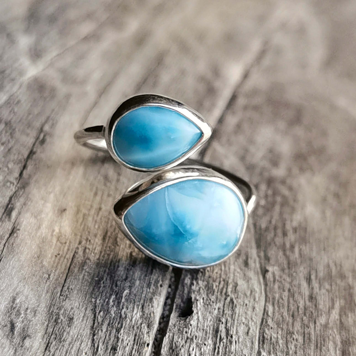 Handmade larimar jewelry in silver and 18ct gold plated silver 