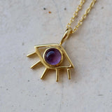 Amethyst EYE necklace in 18ct gold plated 925 silver 