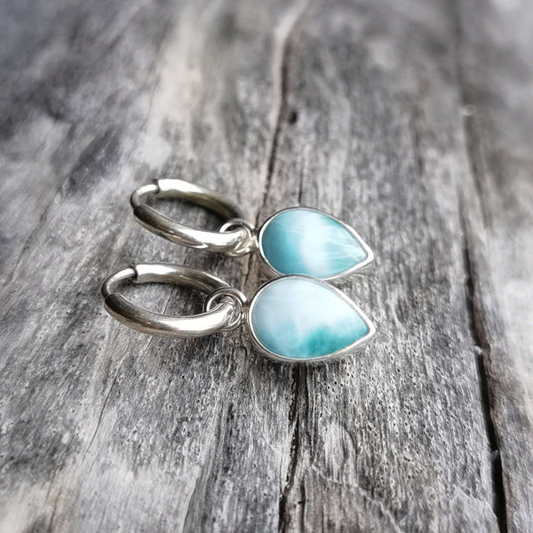 Larimar drop earrings in 925 silver 