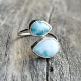 Spiral ring larimar in 925 silver 