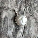 Fresh water pearl set in 925 silver necklace 