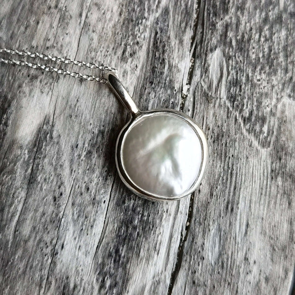 Fresh water pearl set in 925 silver necklace 