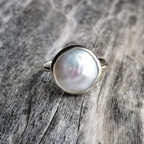 Fresh water pearl ring in 925 silver 
