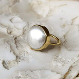 Fresh water pearl ring in 925 silver 18ct gold plated 