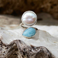 Load image into Gallery viewer, SPIRAL RING LARIMAR &amp; PEARL
