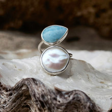 Load image into Gallery viewer, SPIRAL RING LARIMAR &amp; PEARL
