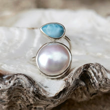 Load image into Gallery viewer, SPIRAL RING LARIMAR &amp; PEARL
