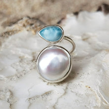 Load image into Gallery viewer, SPIRAL RING LARIMAR &amp; PEARL
