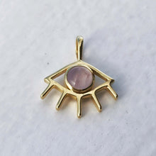 Load image into Gallery viewer, Rose quartz EYE necklace in 925 silver 18ct gold plated 
