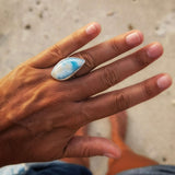 Big size larimar ring in 925 silver 