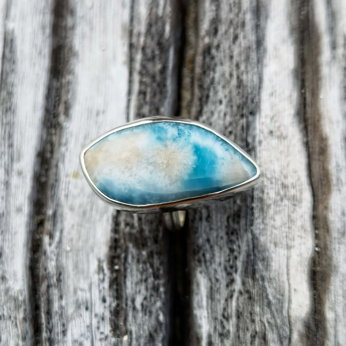 Big size larimar ring in 925 silver 