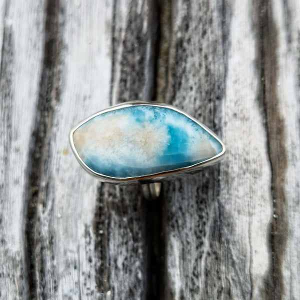 Big size larimar ring in 925 silver 