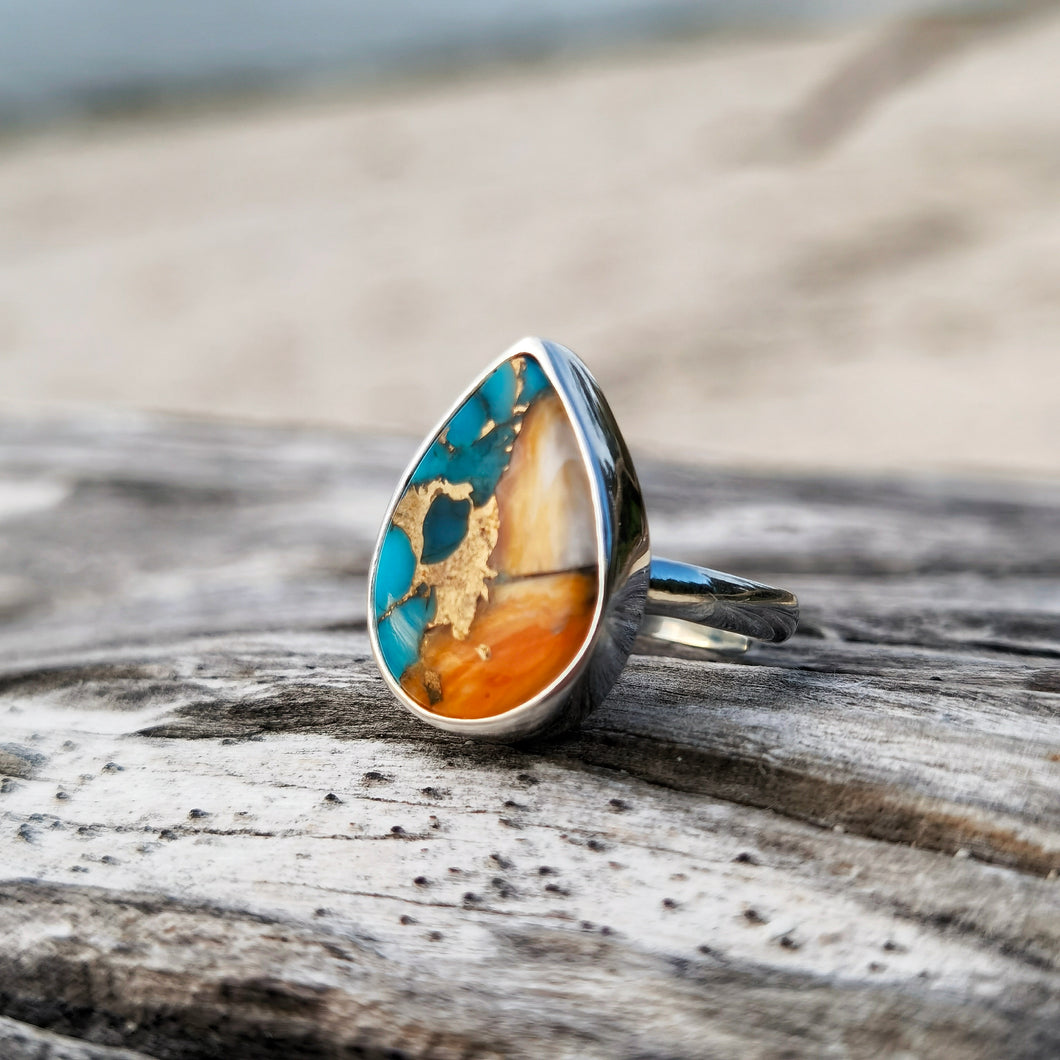 SPINY OYSTER COPPER TURQUOISE RING