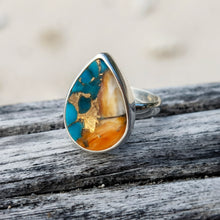 Load image into Gallery viewer, SPINY OYSTER COPPER TURQUOISE RING
