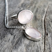 Load image into Gallery viewer, ROSE QUARTZ OVAL PENDANT
