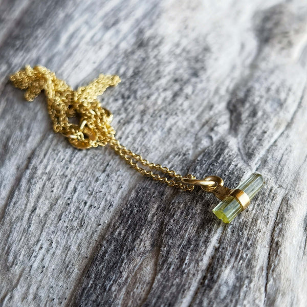 Tourmaline charm necklace 18ct gold plated silver 
