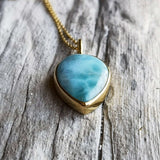 LARIMAR NECKLACE GOLD - Soulshine Gems