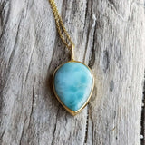 LARIMAR NECKLACE GOLD - Soulshine Gems
