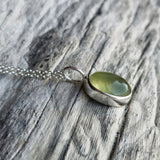 Prehnite oval set in 925 silver necklace