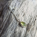 Prehnite oval set in 925 silver necklace