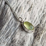 Prehnite oval set in 925 silver necklace