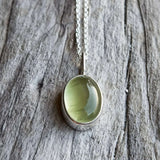 Prehnite oval set in 925 silver necklace