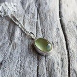 Prehnite oval set in 925 silver necklace