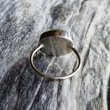 Prehnite oval ring set in 925 silver