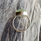 Prehnite oval ring set in 925 silver
