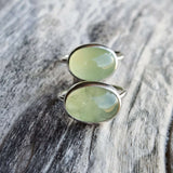 Prehnite oval ring set in 925 silver