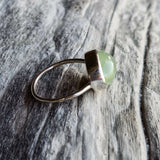 Prehnite oval ring set in 925 silver