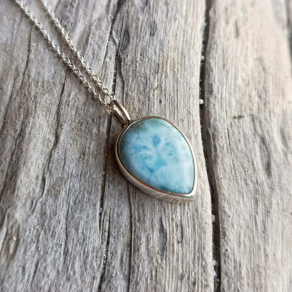 Larimar drop in 925 silver necklace 