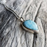 Larimar drop in 925 silver necklace 