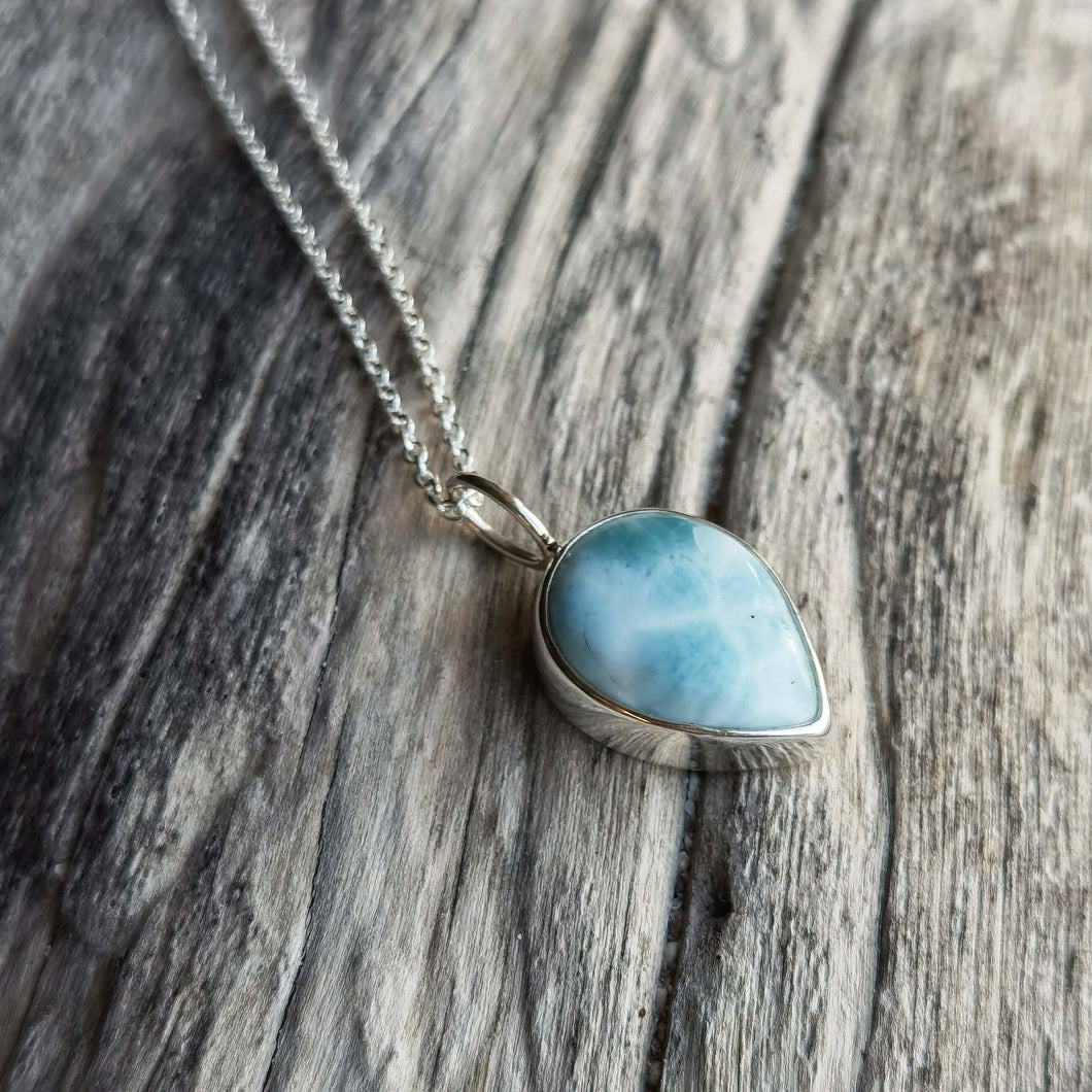 Larimar drop in 925 silver necklace 